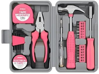 Hi-Spec 24-teiliges Werkzeug-Set, allgemeines Haushaltswerkzeug-Set mit Kunststoff-Werkzeugkasten, Aufbewahrungskoffer, rosa für Frauen, enthält alle wichtigen Dinge, Uni, Wohnung, Zimmer