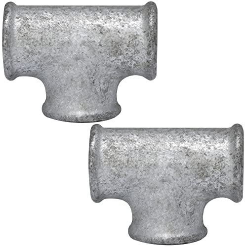 AERZETIX - C64902 - Set di 2 - Raccordo a T uguale per avvitare 1/2'' a 90° femmina-femmina-femmina in ghisa - connettore tubo filettato - finitura zincata - impianto idraulico installazione acqua