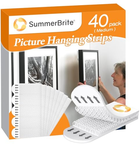 SummerBrite Damage Free Picture Hanging Strips, 20 Pairs, Medium, White