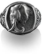 Bysilverstone Jewelry – Silberring „Elefant Mit Stoßzähnen“, Quadratischer Siegelring Aus Sterlingsilber, Ringe Für Den Kleinen Finger Für Damen, Goldener Siegelring Für Herren, Geschenke Für Tierlieb