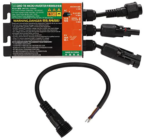 DEWIN Wechselrichter 120W,Grid Tie Inverter Balkonkraftwerk WLAN Mikro Wechselrichter 120 Watt Sinuswellen-Micro Inverter aus Aluminiumlegierung Microwechselrichter