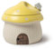 RESVUGA Azucarero de cerámica con tapa y cuchara, bonito diseño de casa de setas, tarro de almacenamiento de condimentos de porcelana, 14 onzas (amarillo)