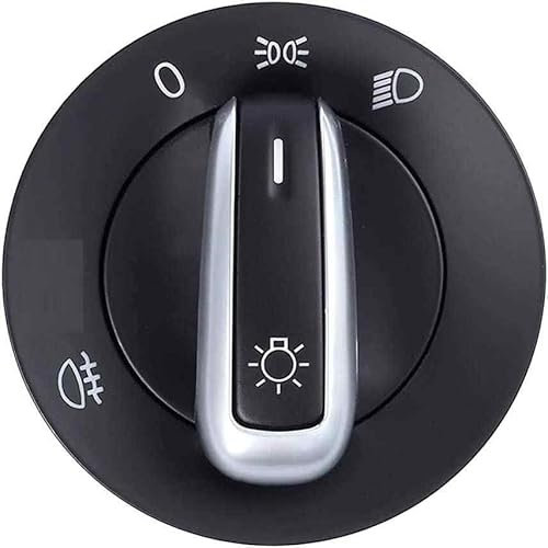 AUTOZOCO Interruptor de Perilla control de faros del coche, Control de la luz Antiniebla del Faro delanteros, Compatible con VW Caddy III Jetta Golf V Vi 5 6 Jetta Passat B6 Touran, OEN 3C8941431B