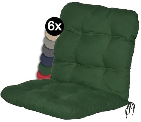 Beautissu 6er Set Niedriglehner Auflagen Set Flair NL Stuhlauflage 100x50x8cm Sitzkissen Niederlehner Gartenstühle Sitzauflagen Stuhlkissen Dunkelgrün