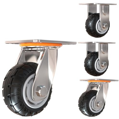 50 Mm Lenkrollen, Schwerlastrollen Mit 300 Kg Last, Möbelrollen Doppel-Verriegelung Mit 360-Grad-Rotation, 2 X Lenkrollen Mit Bremse + 2 X Richtungsrollen, Doppelrollen für Innen Und Außen (Size : 6i