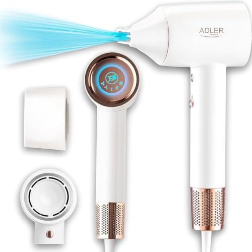 ADLER EUROPE AD 2272 Haartrockner SUPERSPEED, 110.000 U/min Bürstenloser Motor, 20m/s Starke Windleistung, LED-Anzeige, Ionen, Superleicht, Haus & Reisen