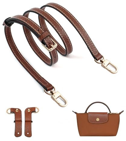 UMIUP Leder-Geldbörsenriemen für Longchamp Conversion Kit, Ersatz für Longchamp Le Pliage Tragetasche, Beige, Brown-Gold A
