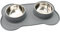 DIVCHI Pets Bowl Food And Drink Double Bowls Set With Silicone Mat Tray For Cats Puppies Small Dogs Feeding (Grey, L)