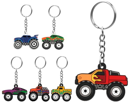UPKOCH 6Pcs off-Road Vehicle Keychains Cartoon Car Key Rings for Kids Boys Backpack Charms Party Favors Mini Toy Key Chain Accessories