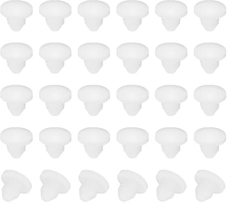 PATIKIL 4mm Diameter Silicone Round Snap, 30 Pcs in Type Locking Furniture Hole Plug Button Protective Cover Cap Head Fit for 2.5-4mm Hole for Seal Bulkhead Cylinder Hole, White