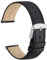 WOCCI 18mm Grace Uhrenarmband für Damen, Top Grain Leder, Schnellverschluss, Silberner Schnalle (Schwarz)
