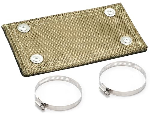 Cinta de protección térmica para tubo de escape, 20 x 10 cm, de titanio, con abrazadera de manguera, para coche, moto, escape