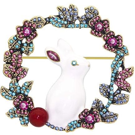 KristLand Broche Vintage en Forme De Lapin en Cristal pour Corsage Style Rétro Joli Lapin Cadeau d'anniversaire pour Femme