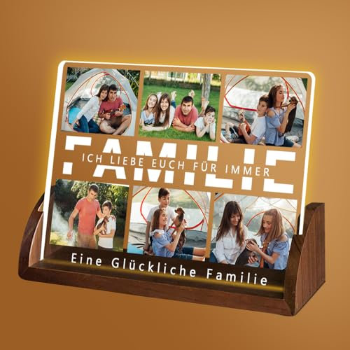 Cozifitgear Personalisierte Geschenke LED-Nachtlicht, benutzerdefinierte Acryl-Plakette mit Fotos, anpassen LED-Lampe Bilderrahmen Geschenk für Familie Eltern Weihnachten Geburtstag Geschenke