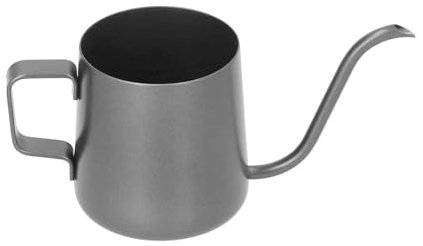 GisWell Jarra de acero inoxidable con caño largo, 350 ml, con boquilla larga de cuello de cisne, regadera pequeña para plantas de interior, mini regadera, color negro