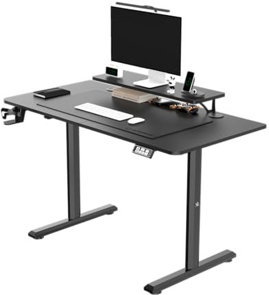Ultradesk - Grand Bureau Gaming - Highlander - Bureau Informatique Construction en Acier - Espace pour Deux Moniteurs - Meuble Rangement Bureau - Accessoire Bureau - 120x60 cm - Noir