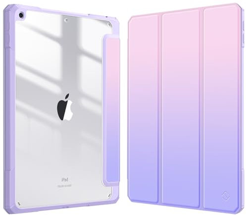 Fintie Hybrid Hülle für 10.2 Zoll iPad 9. Generation 2021/8. Gen 2020/7. Gen 2019 mit Stifthalter - Stoßfeste Schutzhülle mit transparenter Hartschale auf der Rückseite, Fantacy Ombre