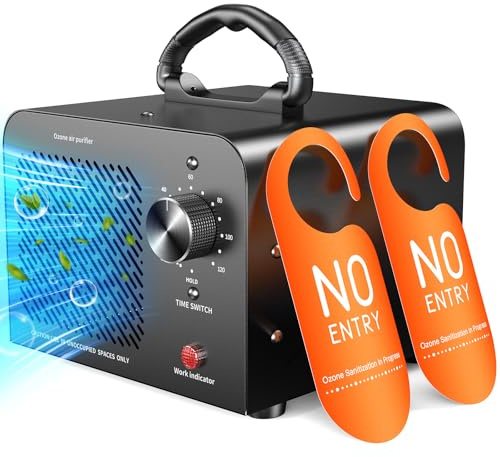 Generador de ozono 48.000 mg, eliminación de olores de máquina de ozono comercial, ionizador de O3 de alta capacidad, desodorante purificador de aire, mini portátil para coche, hogar, humo, mascotas,