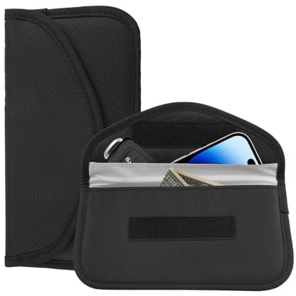 LANAFAY Faraday Tasche für Handys und Autoschlüssel (2 Stück), Signalblockiertasche, schwarz, Blocker-Tasche für Autosicherheit, schlüsselloser Zugangsschutz, sicherer Schutz, Diebstahlschutz,