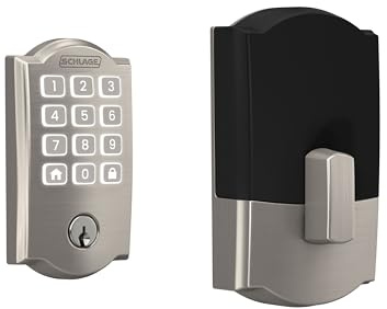 Schlage Arrive WiFi Deadbolt Smart Lock, Keyless Entry Door Lock with Camelot Trim, Satin Nickel, Compatible with Alexa and Google, BE459WB CAM 619