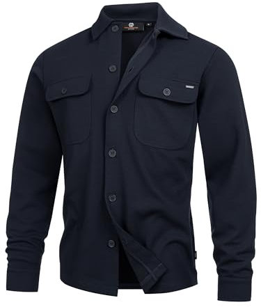 Indicode INNello Chemise à manches longues pour homme avec col Kent | Veste demi-saison Chemise de loisirs, Sky Captain, M