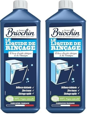 JACQUES BRIOCHIN - Liquide de Rinçage Superbrillance - A base d'Acide Citrique et Vinaigre - Billance, Zéro Trace, Séchage Rapide - 100% d'Origine Naturelle - Ecocert - Fabrication Française - 750ml