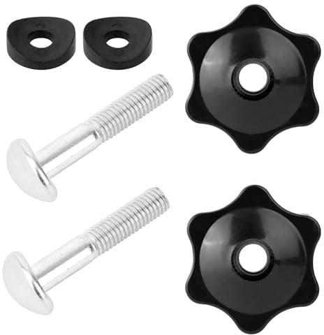 lasuroa 2 Stück Rasenmäher-Griffknöpfe mit 2 Schrauben und 4 Unterlegscheiben, Griffknopf und Bolzen Unterlegscheiben-Set für Toro-Rasenmäher/Schneefräsen 92-2260, 106-4161, 107-3844 (Schwarz)