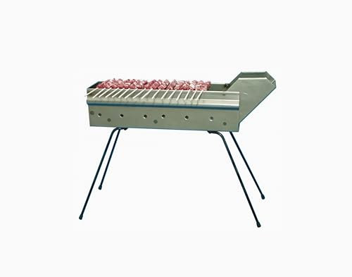 Canaletta Arrosticini Empotec Fornacella a Carbone Cottura Carne Spiedini, Gambe Pieghevoli, Ottimo Materiale Qualità Lunghezza 50cm Colore Grigio Grill BBQ Barbecue Abruzzo MADE IN ITALY