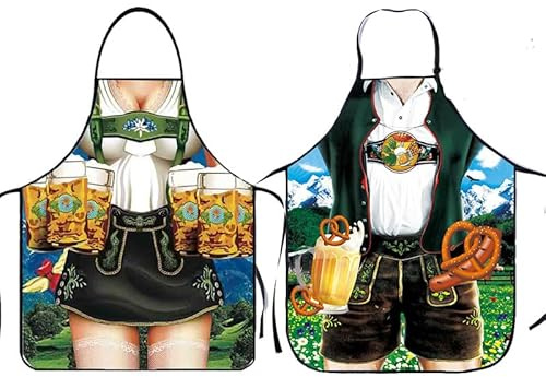 2 Stück Schürze Oktoberfest,Bayerisches Bierfest Kreative Apron,Beerfestival Geschenk Souvenir,Party Schürze,für Männer Frauen Festival Karneval Grill Grillen Freien Kochen Gärtnern Keramikkunst
