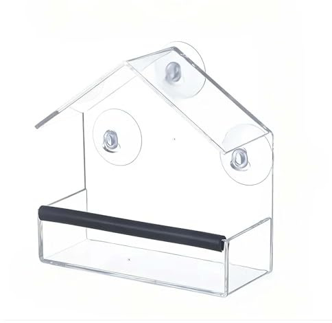 Window Bird Feeder - ShiningUU Acrylic Stick on Bird Feeder with 3 Strong Suction Cups for Small Birds | Outdoor Clear View Feeders