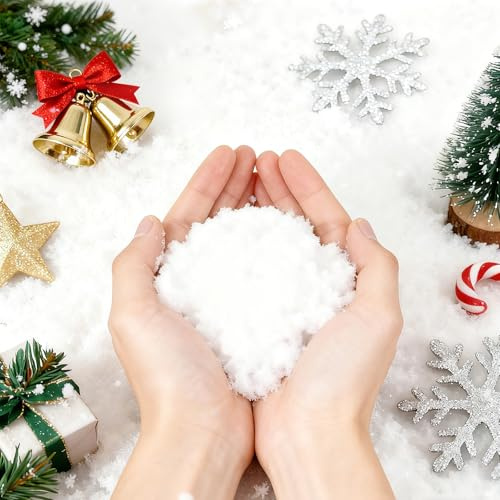 Kunstschnee, 150G Weihnachten Kunstschnee, Kunstschnees Deko, Kunstschnees Täuschend Echt, Geeignet für Weihnachtsdekorationen, Puppenhausdekorationen und Miniaturlandschaftsdekorationen/Weiß