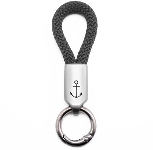 GIPFELWELLE Edelstahl Schlüssel Anhänger Kette Ring Paracord mit Gravur, Segeltau handgemacht, Damen Herren