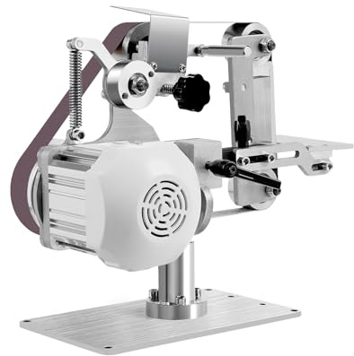 DAOHHFO 220V Bandschleifer Satz Bandschleifmaschine - Desktop Messerschleifer Band Tellerschleifer 550W, 90° drehbar für Horizontal/Vertikalbetrieb Bandschleifer - 762x25 mm Bandgröße