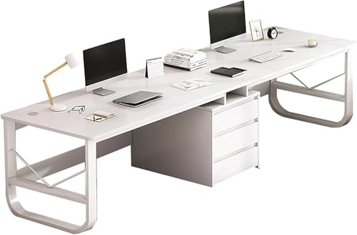Doppio tavolo,tavolo per computer ultra lungo,tavolo con cassetto,doppia stazione di lavoro per ufficio domestico,grande tavolo per computer in legno,scrivania,tavolo per la casa in legno A,200CM