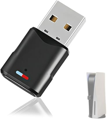 JIXLOUR Chiavetta Bluetooth per PC, Adattatore USB Bluetooth 5.3 Compatibile con PS4/PS5/Switch Console, Trasmettitore Ricevitore Bluetooth Bassa Latenza per Windows/Cuffie, Velocità di Trasferimento