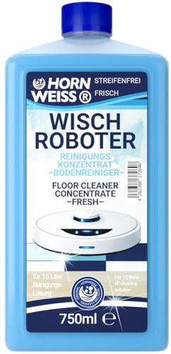 HORNWEISS 750 ml Mop Robot Concentrate Cleaner - Streak-Free | Floor Cleaner for All Robot Vacuum Cleaners & Vacuum Wipers | Tiles, Laminate, Vinyl, Parquet & PVC | Subtle Fresh Fragrance