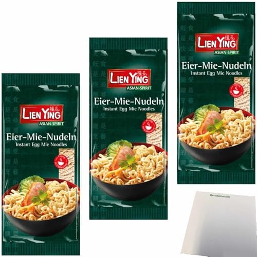 usy Block mit Lien Ying Instant Eier-Mie-Nudeln 3er Pack (3x250g Beutel) + usy Block