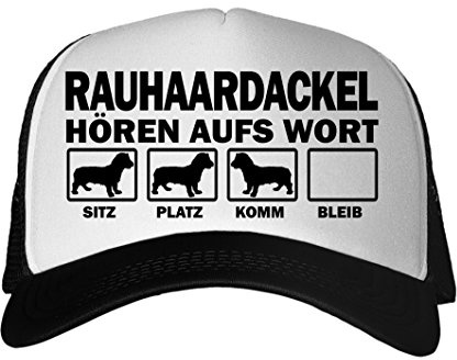 siviwonder Cap MESH - RAUHAARDACKEL Dackel Teckel Wiener Sau Jagd Rauhhaardackel - HÖREN aufs Wort - Baumwoll Trucker schwarz