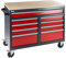 DEMA Mobile Werkbank Daniel, 9 Schubladen, 112x61x93cm – Robuste Werkbank mit 3 Großschubladen, Vollauszug, stabile Buchen-Sperrholzplatte und 4 Rädern, ideal für Werkstätten