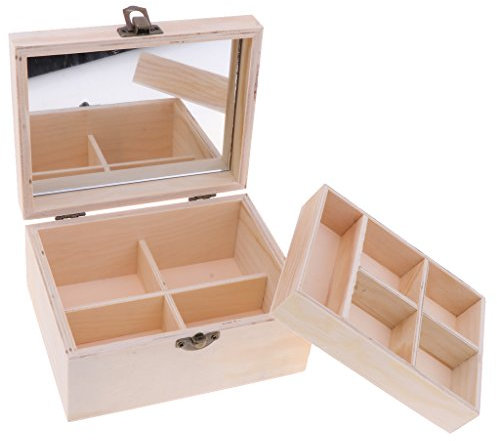 9 Fächer Holzschatulle Holzkästchen Holzkiste Holz Aufbewahrungsbox für Schmuck