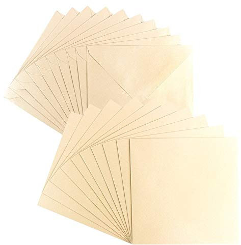Ideen mit Herz Grußkarten-Set | Perlmutt-Veredelung | 10 Karten ca. 250 g/m² + 10 Umschläge ca. 120 g/m² | In Creme | 16 cm x 16 cm