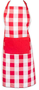 DII Uni Buffalo Check Kitchen Collection Classic Farmhouse Chef Schürze Einheitsgröße Rot & Weiß