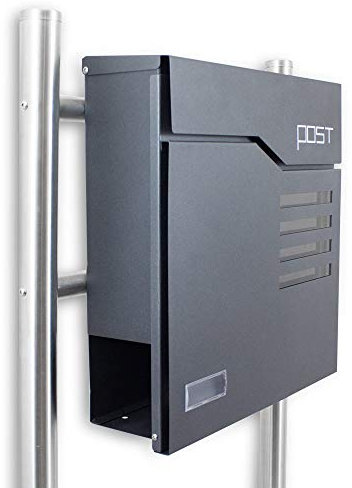 BITUXX® Freistehender Design Standbriefkastenbriefkasten Briefkastenanlage Hausbriefkasten Postkasten mit Zeitungsfach 4 Sichtfenster Namensschild Anthrazit Graphit Optik