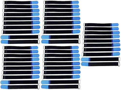 50x 20 cm x 20 mm wiederverschließbare Klett-Kabelbinder BLAU mit Metall-Öse - Kabel-Klettband 200 mm wiederverwendbar