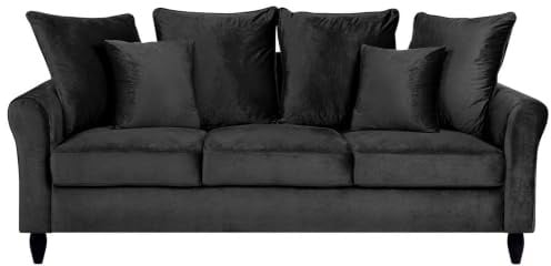 Dreisitzer Sofa Polstersofa Samtstoff schwarz Modern 3er Couch Bornholm