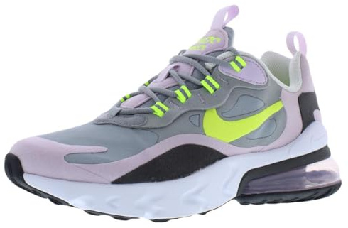 Nike NIKE AIR MAX 270 REACT (GS), Boy's Running Shoe, Particle Grey Lemon Venom Iced Lilac Off Noir, 6 UK (40 EU)