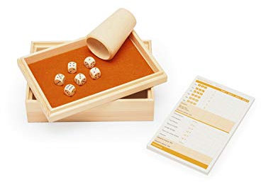 Werkstatt Sennfeld Würfelspiel mit Holzkassette, Würfelbecher aus Holz, Holzspiel