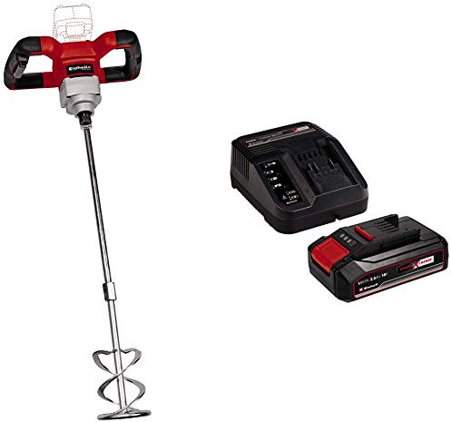 Einhell 4258760 TE-MX 18 Li - Miscelatore a batteria per malta colorata, colore: Rosso/Nero + 2,5 Ah Power X-Change Batteria