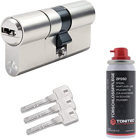 ToniTec Set aus Abus Bravus 2000 MX Türschloss mit Sicherheitskarte modular Schließzylinder gleichschließend N&G inkl. 3 Schlüssel und ToniTec Pflegespray - Größe 10/40