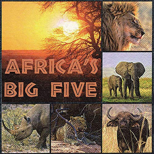 linoows 20 Servietten Afrika, Collage berühmter Tiere Afrikas 33x33 cm